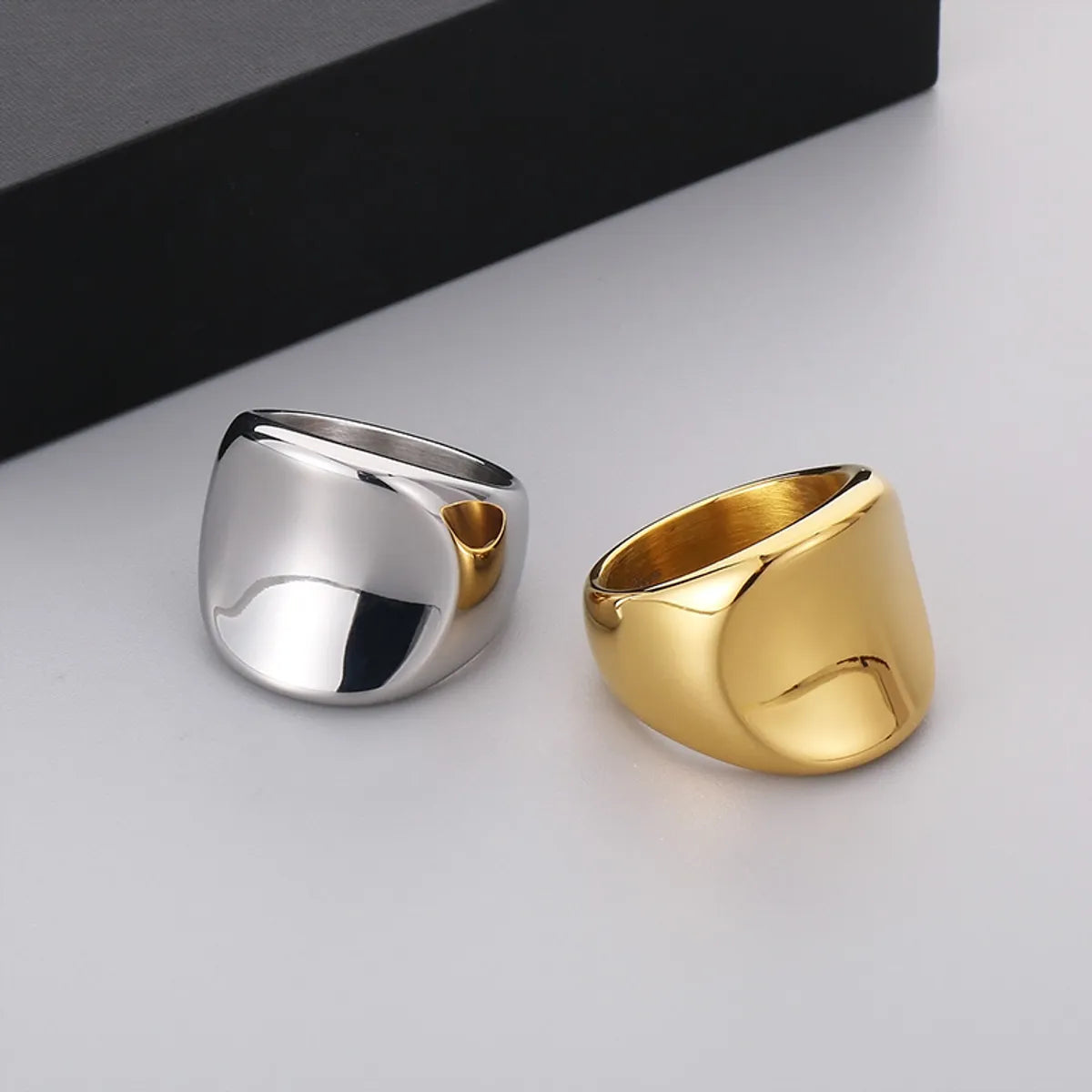 elegant wedding bands with diamonds for women -Basic Geometric Stainless Steel Plating 18K Gold Plated Men's Rings