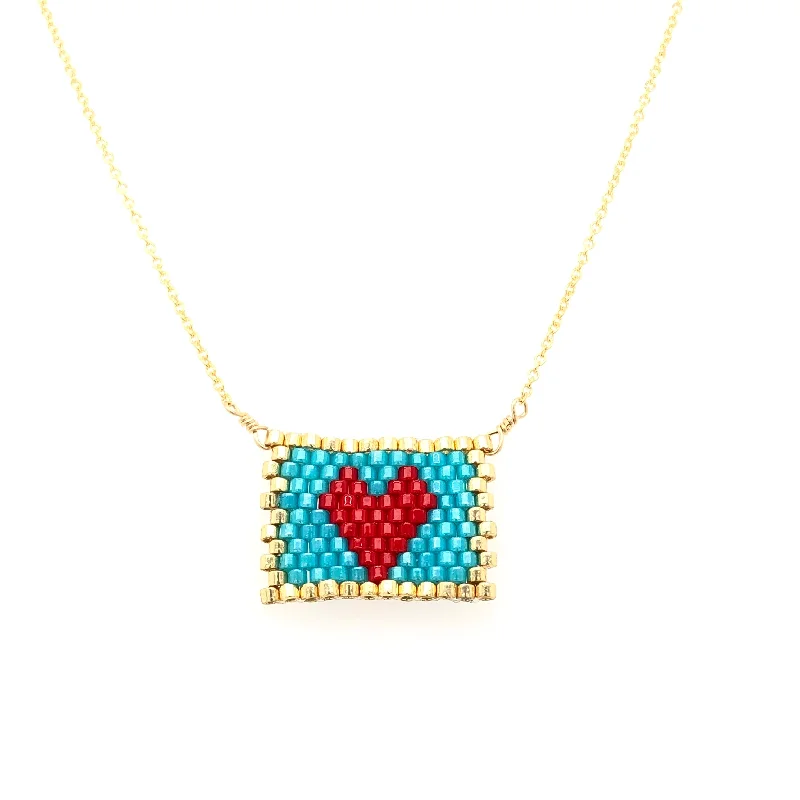 dazzling necklaces for women -Seed Bead Love Letter Necklace