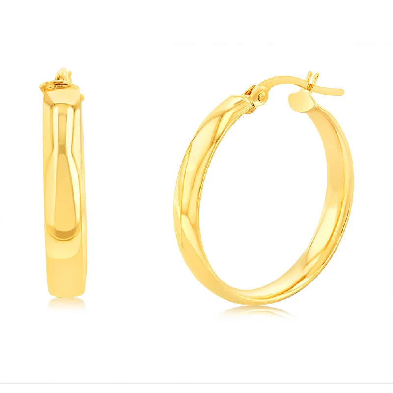 radiant gemstone chandelier earrings for women -9ct Yellow Gold 20mm Plain Hoop Earrings