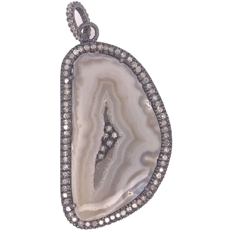 silver coin necklaces for women -Diamond Agate