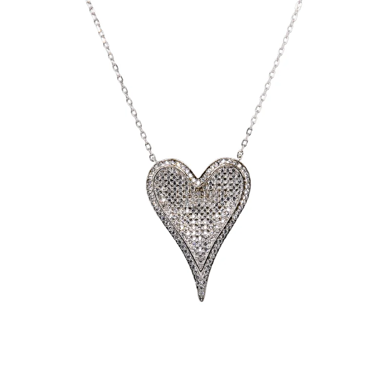 vintage gold necklaces for women -"3D HEART" Large CZ Necklace