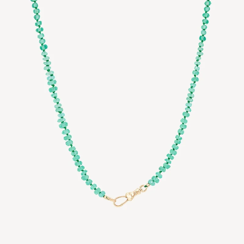 luxury infinity necklaces with gemstones for women -emerald beaded mood necklace - 10k yellow gold, emerald