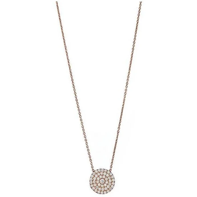 stylish diamond necklaces for women -Rose gold disk