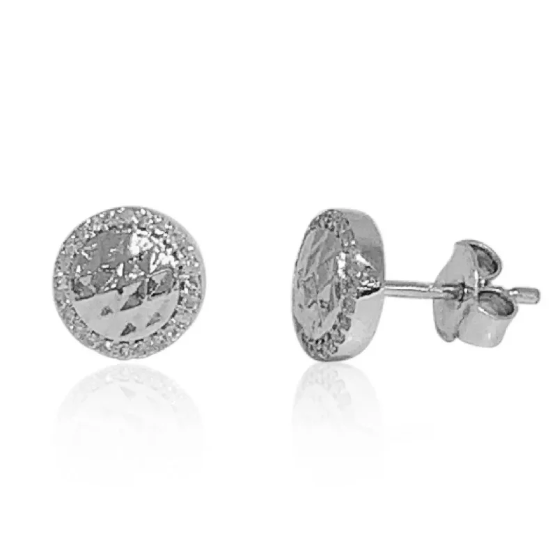 sparkling crystal earrings for women -White Gold Diamond Stud Earrings