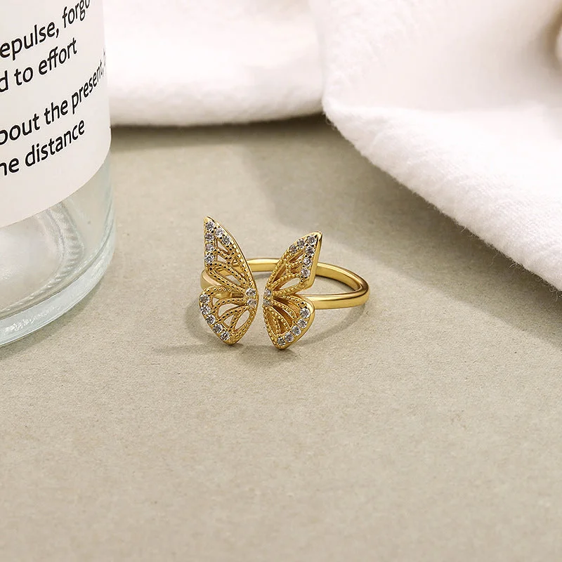 K719_golden Butterfly Ring