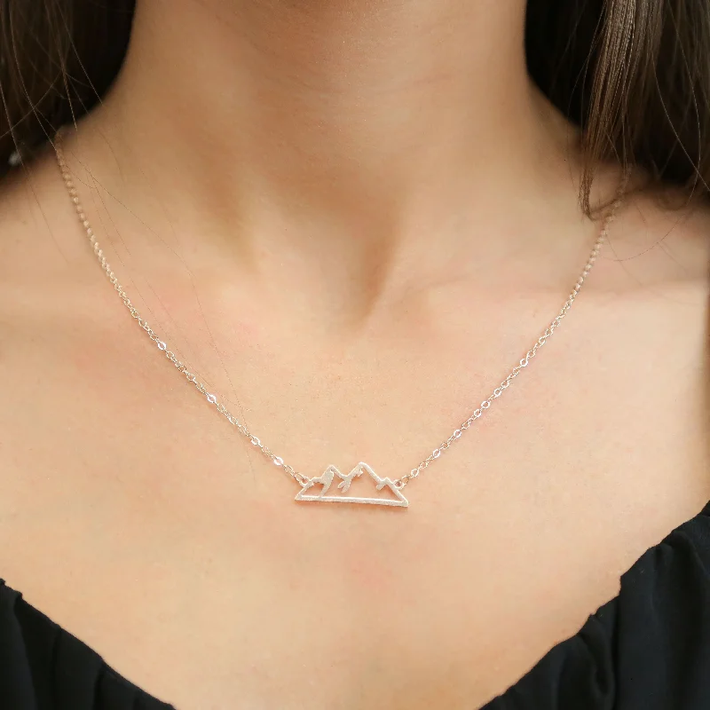 radiant pendant necklaces for women -PEAK -  Silver Necklace Dainty Chain with Mountain Charm