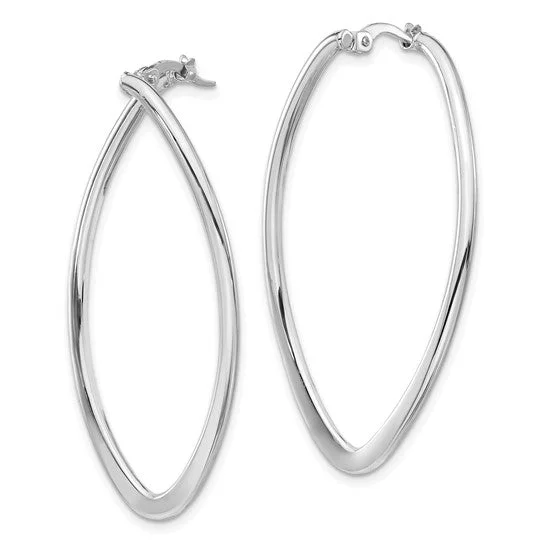 sparkling silver gemstone earrings for women -14k White Gold Polished Large Oval Hoop Earrings