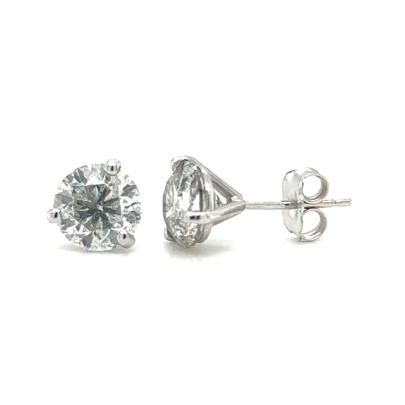 modern stud earrings for women -18k White Gold 2.97 CTW Diamond Stud Earrings