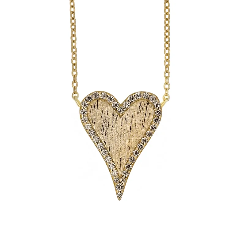 simple gold pendant necklaces for women -LOVELY | Large Cubic Zirconia Heart Pendant Necklace