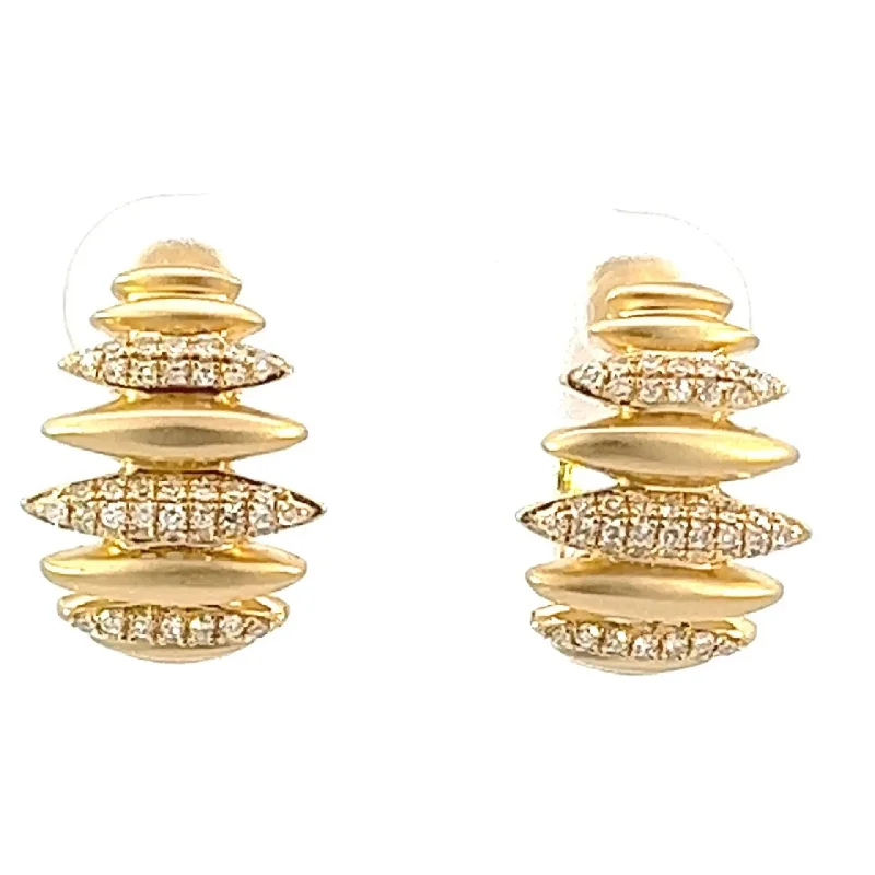 chic gold drop earrings for women -Yellow Gold Diamond Earrings