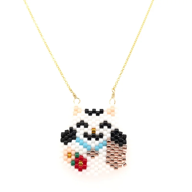 bridal charm necklaces for women -Seed Bead Maneki Neko Necklace