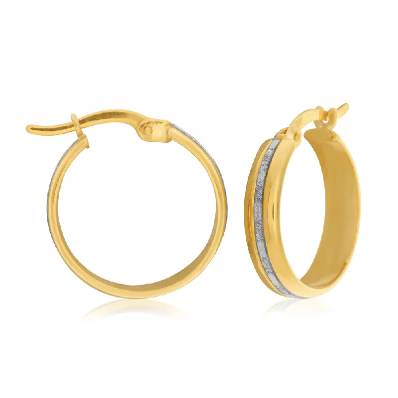 glittery earrings for women -9ct Yellow Gold Filled Stardust 15mm Hoop Earrings