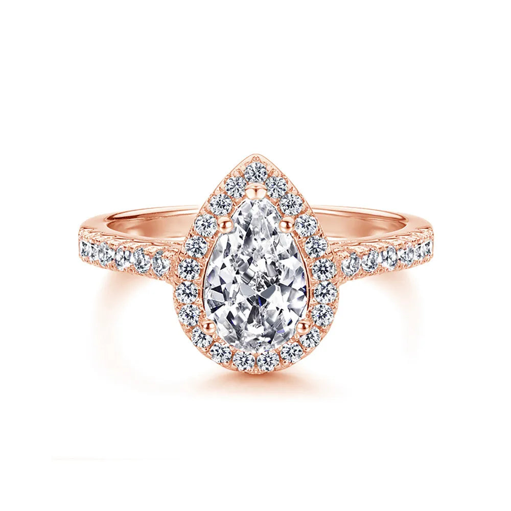 Pear-Shaped Rose Gold White Stone