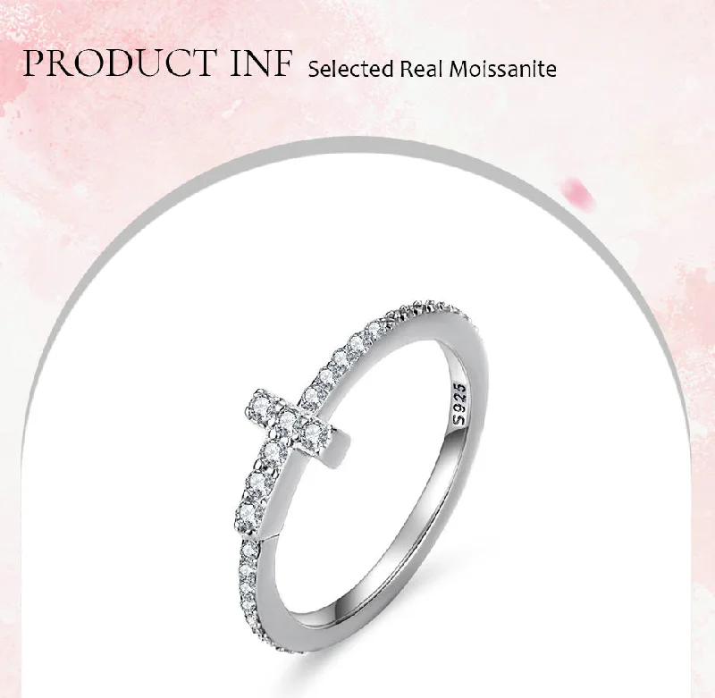 rose gold rings for women -Casual Simple Style Cross Sterling Silver Gra Plating Inlay Moissanite Rings