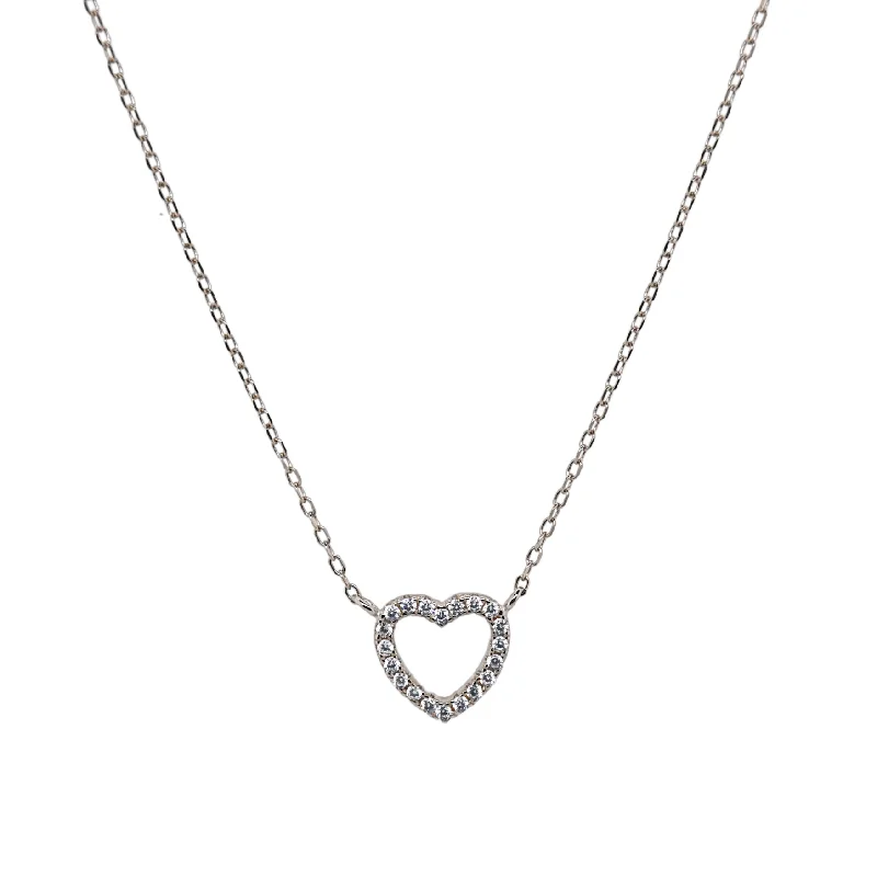 fashion cross necklaces for women -"OPEN HEART" PAVE Small CZ Necklace