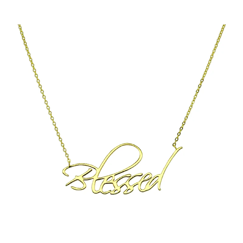 dainty necklace chains for women -"BLESSED" Gold Plated Necklace