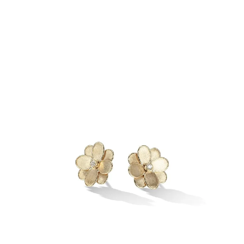 modern hoop earrings with gemstones for women -Marco Bicego 18k Gold Petali Flower Stud Earrings OB1678 B Y