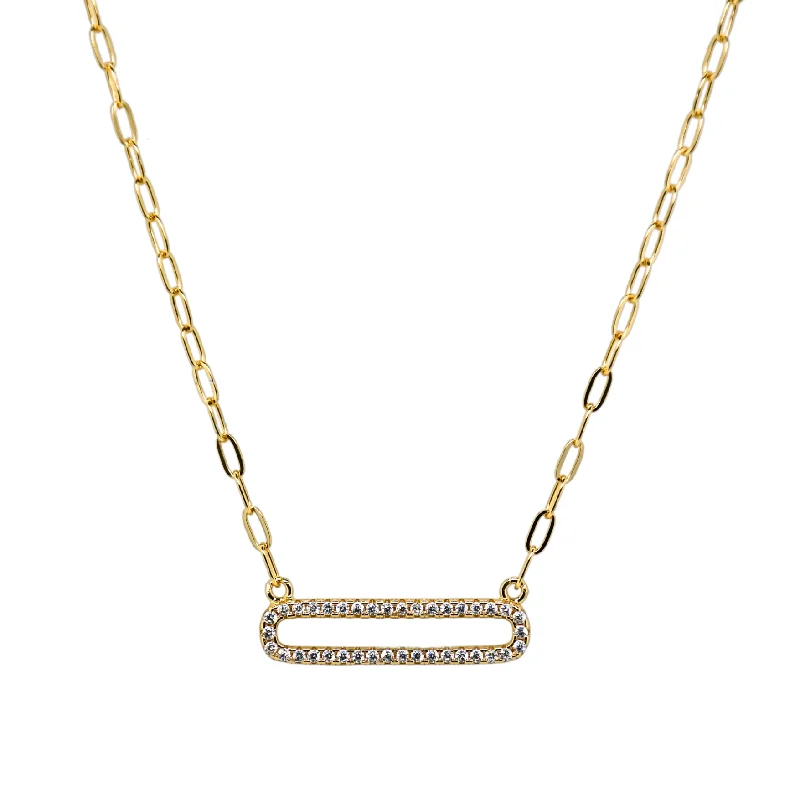 unique pendant necklaces for women -"TINY PAPERCLIP" Pave Charm Necklace