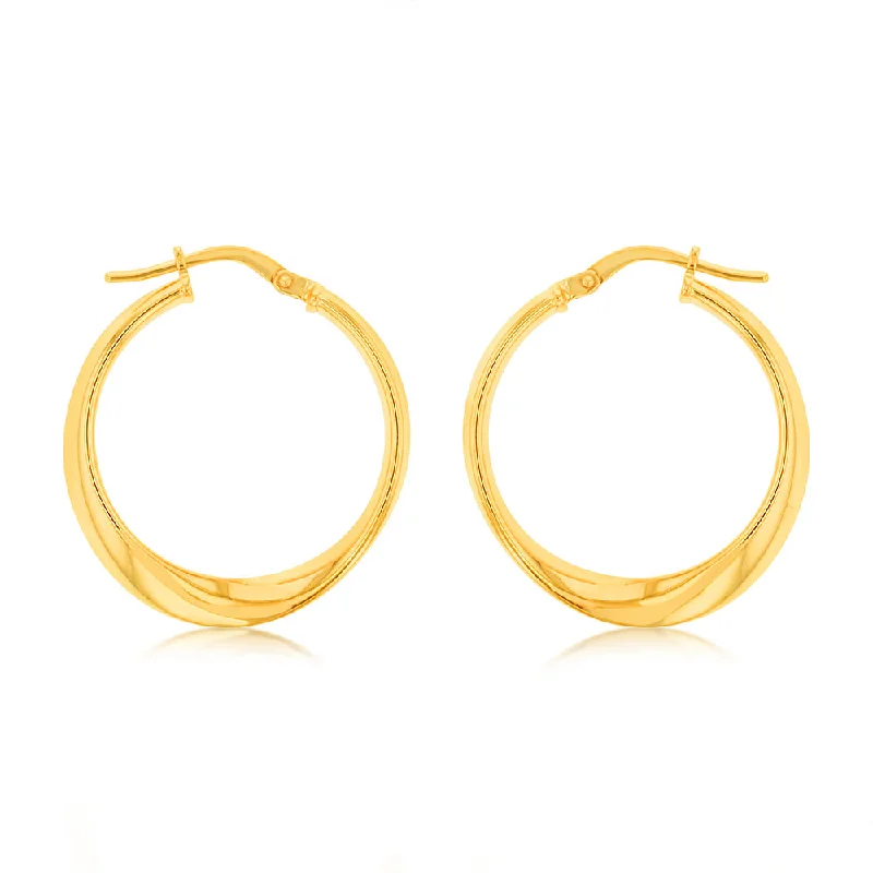 fashion rhinestone earrings for women -9ct Yellow Gold Silverfilled Fancy 20mm Hoop Earrings