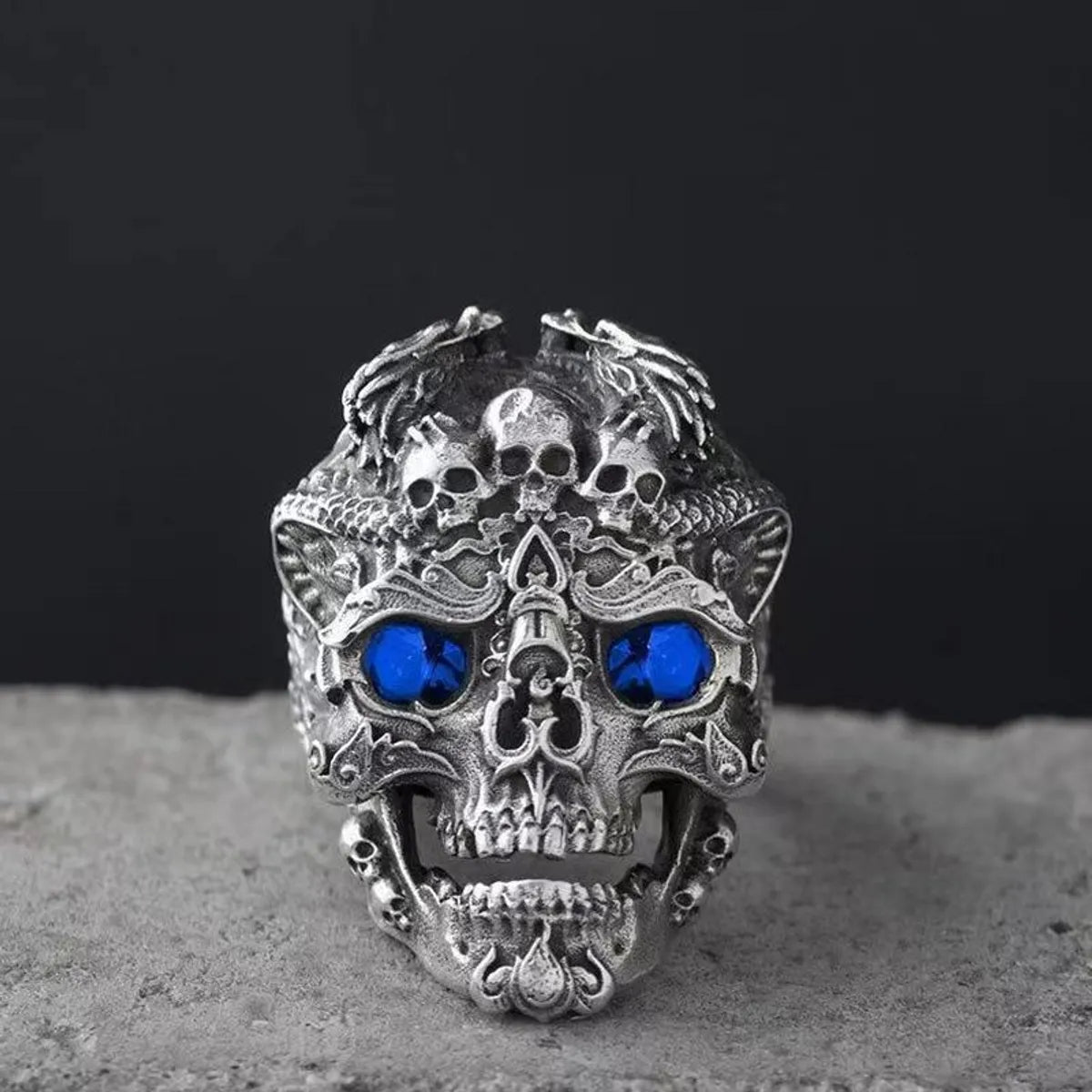 anniversary rings for women -Vintage Style Punk Streetwear Skull Alloy Men'S Open Rings