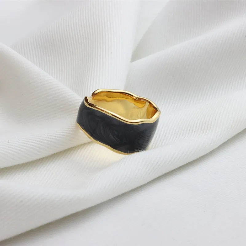 Smoky Noir Enamel Ring