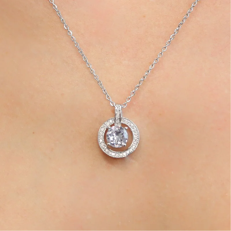 sparkling love heart pendant necklaces for women -ALLURE - Dainty Silver Chain with CZ stone Necklace