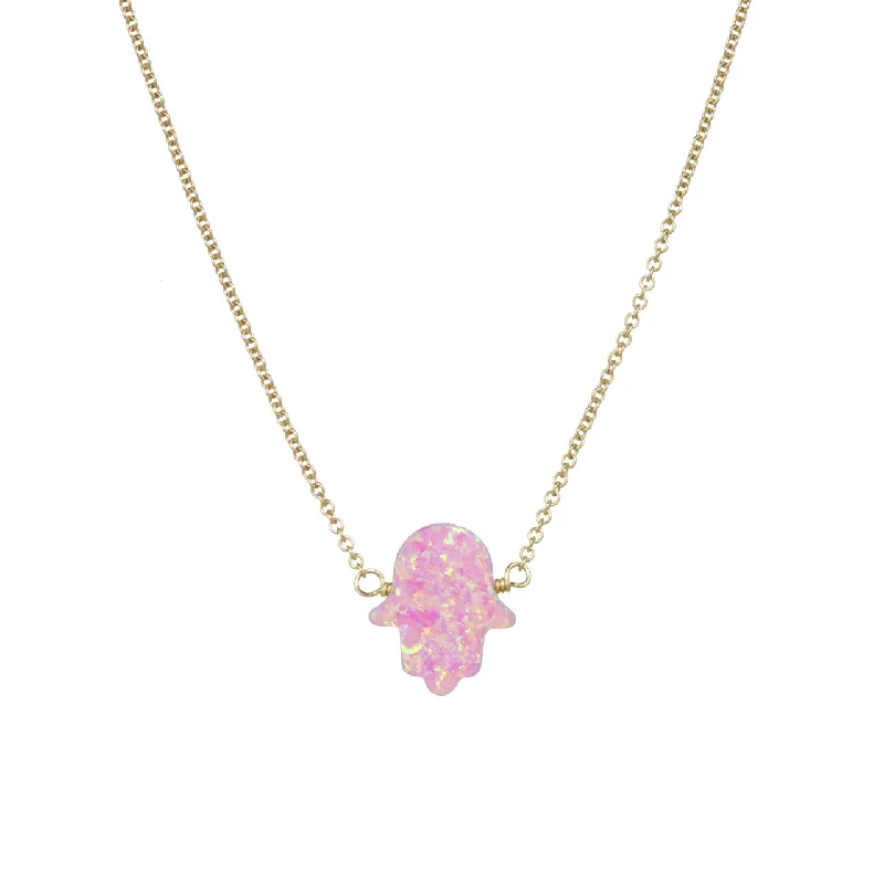 gold diamond necklaces for women -bara boheme | Large "HAND" Opal Necklace