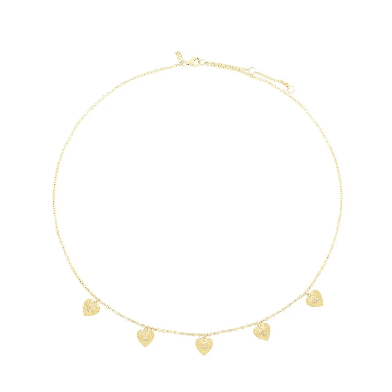 radiant moon pendant necklaces for women -Gold and Diamond Fluted Heart Necklace