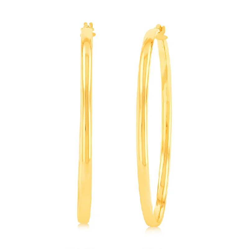 radiant gemstone dangle earrings for women -9ct Yellow Gold Silverfilled Plain Hoop Earrings