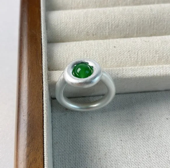 Green Texture Stone Ring