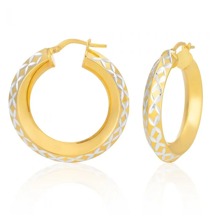 stylish pearl stud earrings for women -9ct Gold Filled 20mm Diamond Cut Hoop Earrings