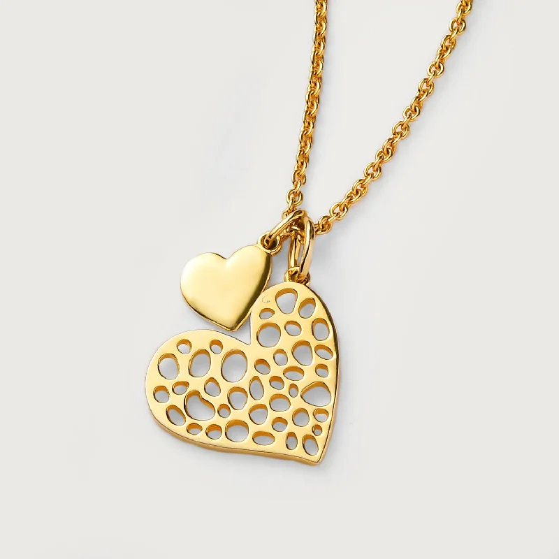 zodiac symbol necklaces for women -Lattice Heart Charm Necklace