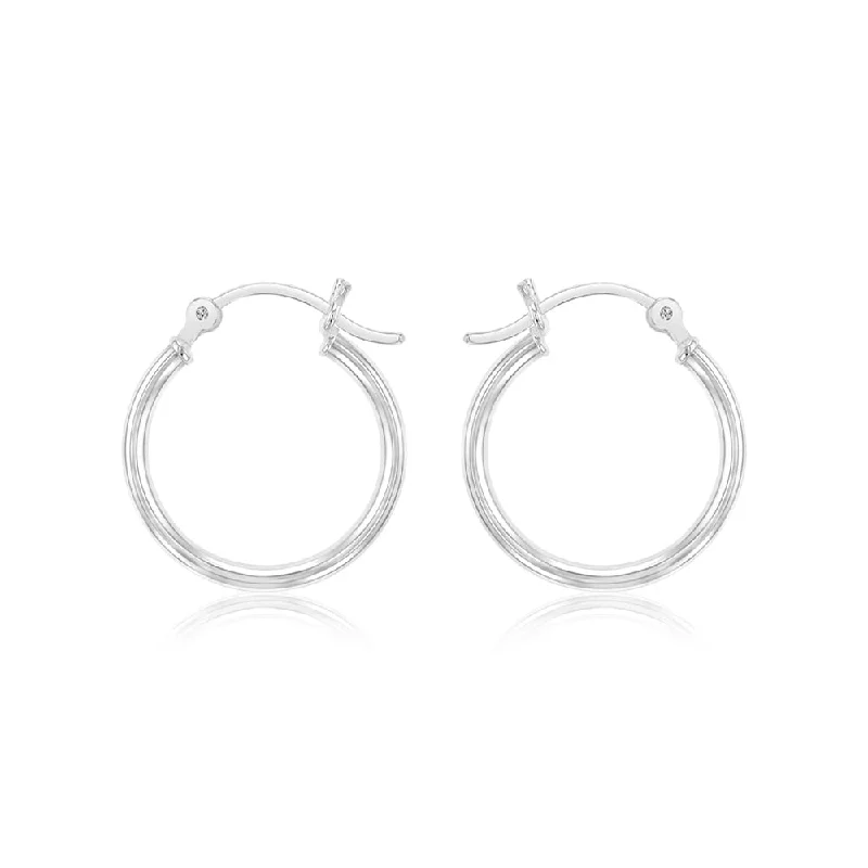 luxurious drop gemstone earrings for women -Sterling Silver Plain Round 20mm Hoop Earrings