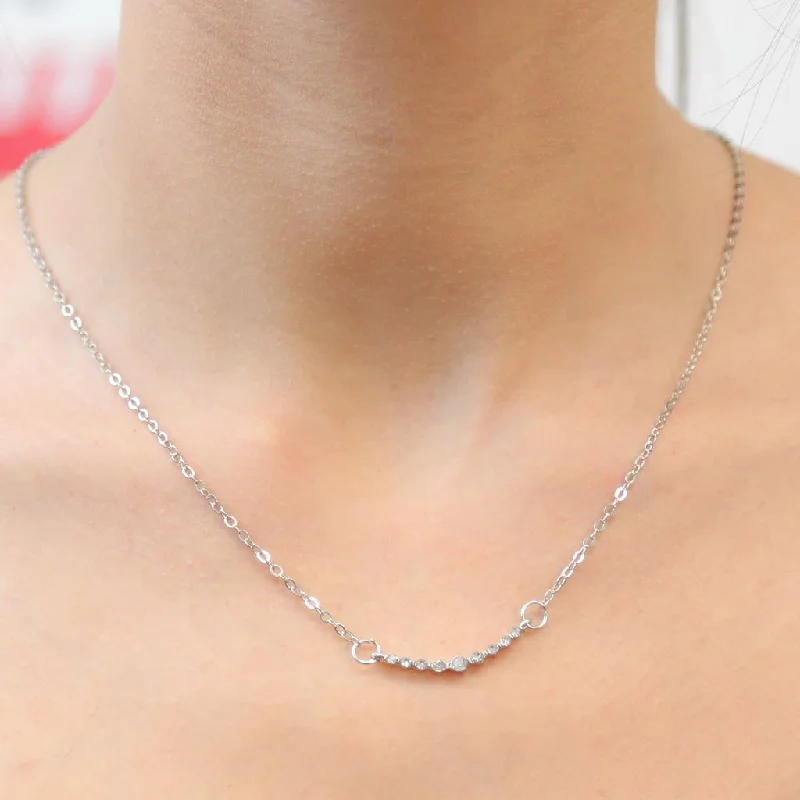 sparkling crystal bar necklaces for women -BLAIRE - Silver Necklace Dainty Chain with Cubic Zirconia