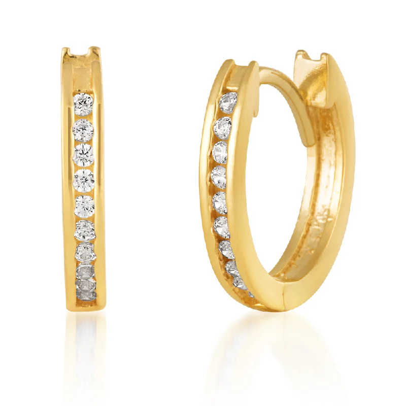 elegant dangle drop earrings for women -9ct Yellow Gold Zirconia Hoop Earrings