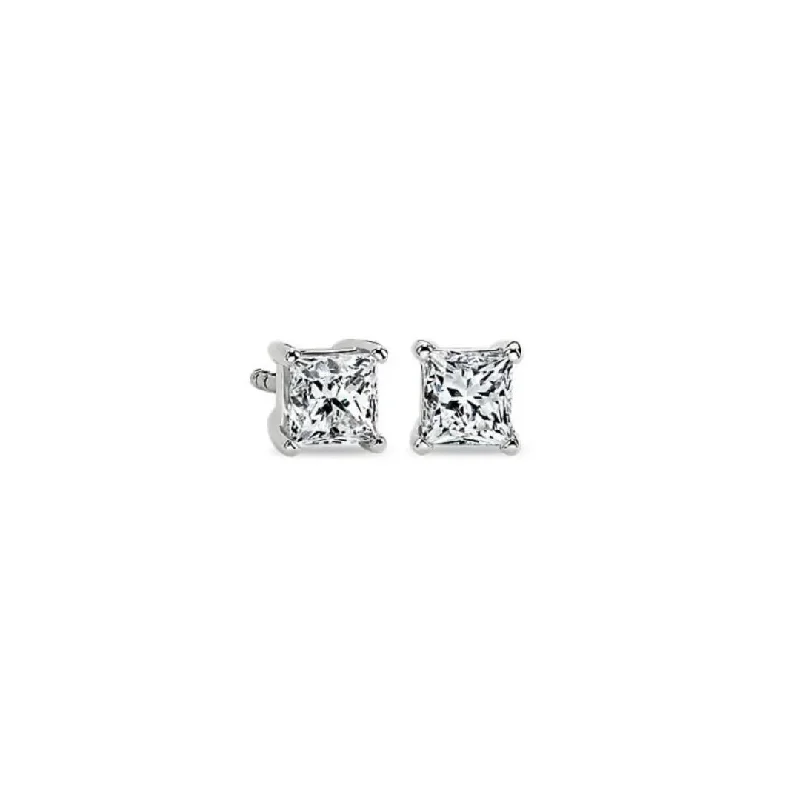 radiant gemstone stud earrings for women -White Gold Diamond Stud Earrings