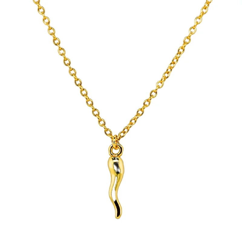 luxurious pendant necklaces for women -bara boheme | "MINI ITALIAN HORN" Charm on Gold-Filled Chain Necklace