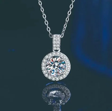 sparkling gemstone bar necklaces for women -Marlow Sterling Silver CZ Zircon Round Pendant Necklace