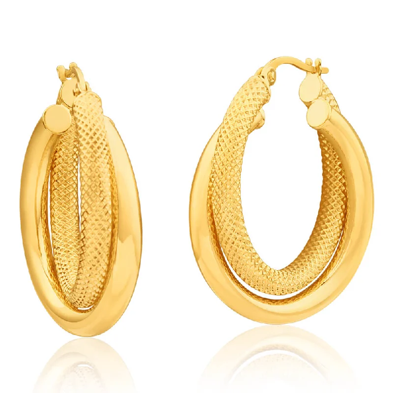 unique silver drop earrings for women -9ct Yellow Gold Gorgeous Hoop Earrings