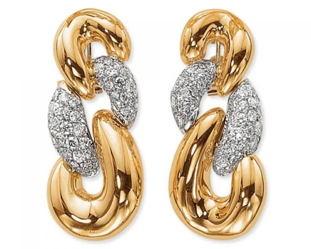 statement pearl earrings for women -Rose Gold & Diamond Link Earrings