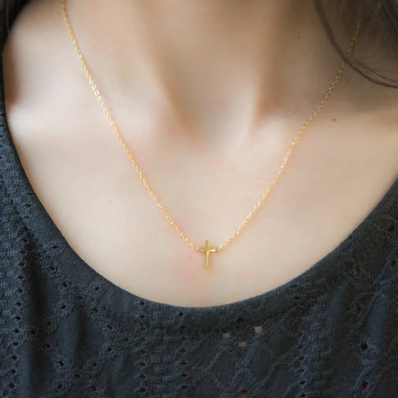 elegant necklaces for women -FAITH | 18K Gold Necklace | Tiny Chain Cross Necklace