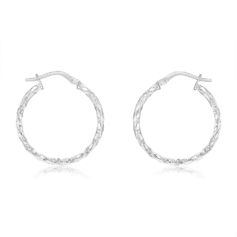 unique stud earrings for women -9ct White Gold Silverfilled Fancy Twisted 20mm Earrings