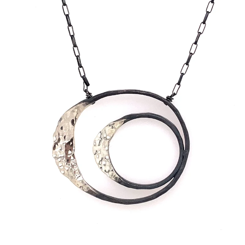 celestial charm necklaces for women -Small Double Satin Shiny Eclipse Necklace (N1859)