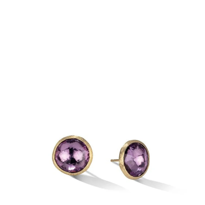 radiant gold stud earrings for women -Marco Bicego Jaipur Color Large Amethyst Stud Earrings