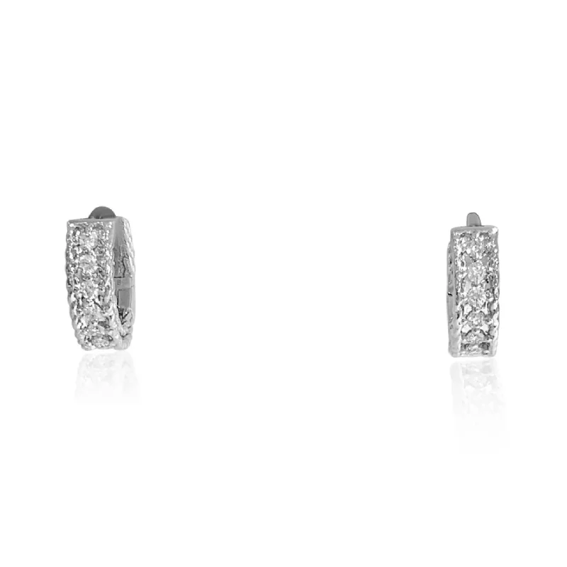 sparkling gemstone stud earrings for women -White Gold Diamond Huggie Earrings