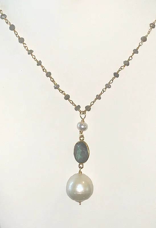 large diamond necklaces for women -Gold Labradorite