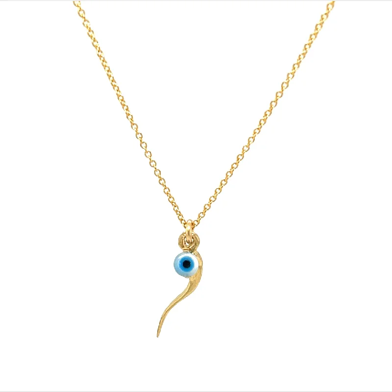 colorful crystal necklaces for women -bara boheme | "ITALIAN HORN + EVIL EYE" Charm on Gold-Filled Chain Necklace