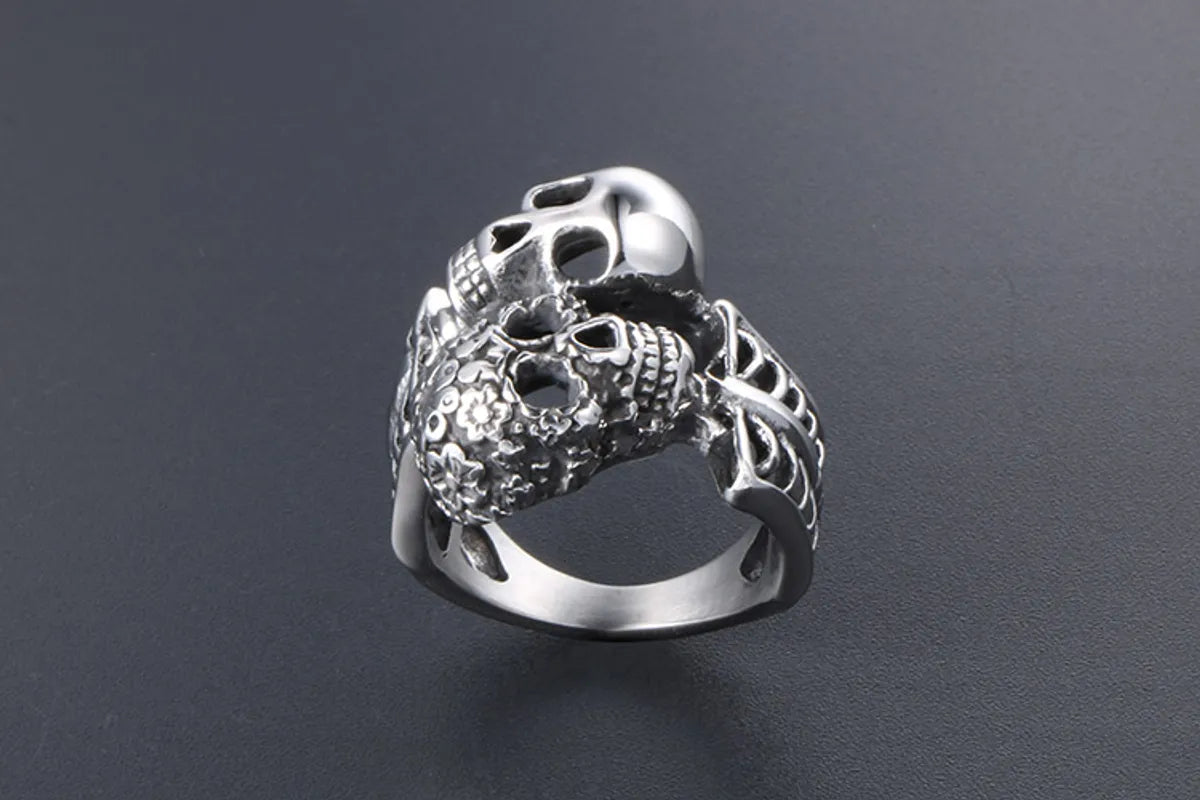 modern wedding rings for women -IG Style Retro Punk Skull 304 Stainless Steel Polishing Men'S Rings