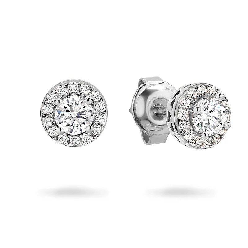 trendy gemstone earrings for women -Georgini Petite Cubic Zirconia Halo Stud Earrings