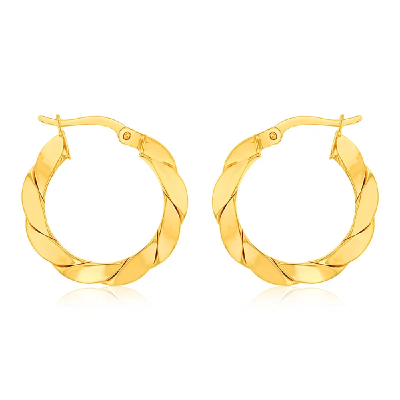 luxury gemstone stud earrings for women -9ct Yellow Gold Silverfilled Chunky Twisted Hoop Earrings